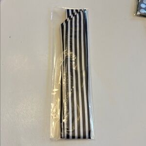 White and Black Striped scarf NWT